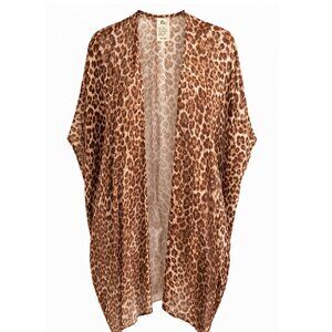 [NWT] Raj Leopard Print Kimono Cardigan - Sheer Open Front Duster - One Size
